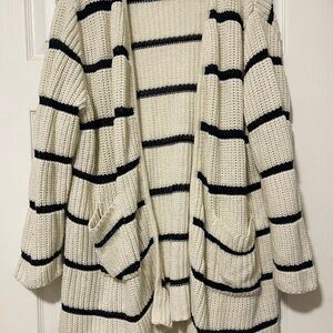 Striped Knit Women's Cardigan Sweater